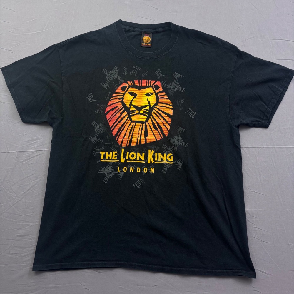 Vtg Disney The‎ Lion King Broadway Musical London Mens XL Black Graphic Tee